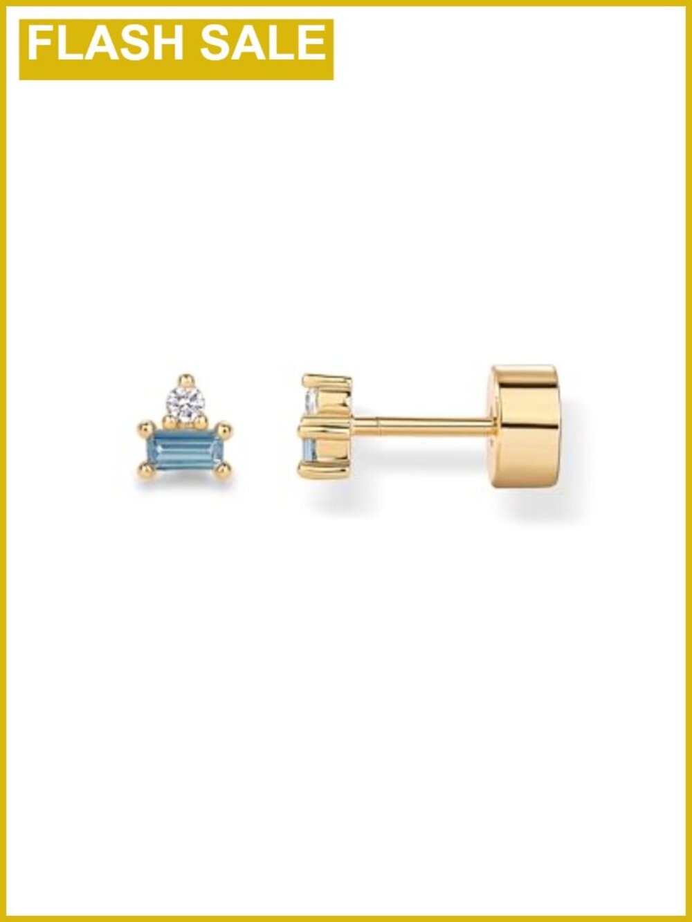 14K Gold Plated Dainty Birthstone Flatback Stud Earrings